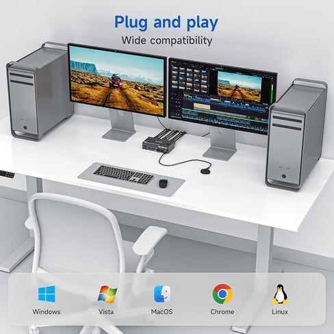 8K KVM Switch 1 Monitor 2 Computers 8K@60Hz 4K@120Hz ، HDMI KVM Switch مع 3 منافذ USB 3.0 ل 2 أجهزة كمبيوتر تشارك 1 طابعة فأر لوحة المفاتيح ، مع كبلتين USB ووحدة التحكم in Kuwait