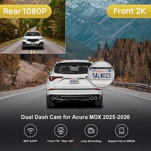 Fitcamx Dual 2160P+Rear 1080P Dash Cam for 2025 Acura MDX & Type S (HD2-D4600), OEM Factory Style, 2 Way HD Video, Loop Recording, Built-in WiFi & APP, Gravity Sensor, Easy to Operate, 128GB Card in Saudi Arabia