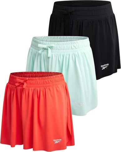 Reebok Girls Athletic Shorts - 3 Pack Lightweight Butterfly Shorts with Liner - Active Performance Flowy Shorts for Girls in Saudi Arabia