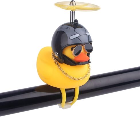 X Xotic Tech Rubber Rubber Bike Bill Decoration ، ملحقات دراجة أصفر بطة أصفر لطيف مع خوذة مروحة للدراجات النارية للدراجات النارية ، مقود Horn Toy Sport (الحديد الأسود) in Saudi Arabia