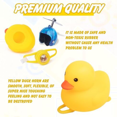 X Xotic Tech Rubber Rubber Bike Bill Decoration ، ملحقات دراجة أصفر بطة أصفر لطيف مع خوذة مروحة للدراجات النارية للدراجات النارية ، مقود Horn Toy Sport (الحديد الأسود) in Saudi Arabia