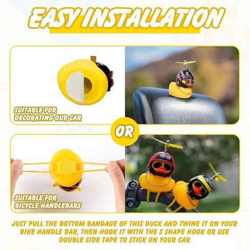 X Xotic Tech Rubber Rubber Bike Bill Decoration ، ملحقات دراجة أصفر بطة أصفر لطيف مع خوذة مروحة للدراجات النارية للدراجات النارية ، مقود Horn Toy Sport (الحديد الأسود) in Saudi Arabia