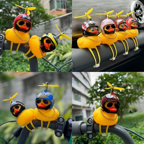 X Xotic Tech Rubber Rubber Bike Bill Decoration ، ملحقات دراجة أصفر بطة أصفر لطيف مع خوذة مروحة للدراجات النارية للدراجات النارية ، مقود Horn Toy Sport (الحديد الأسود) in Saudi Arabia