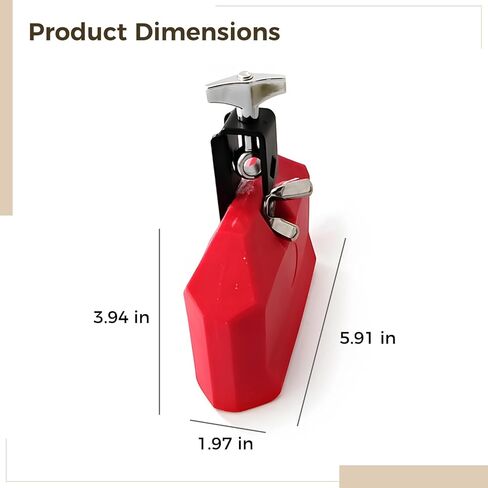 Red Plastic Cowbell for Drum Set, Percussion Accessory with Adjustable Clamp, Resilient Jam Block for Drum Kit, Ideal Gift for Drummers and Music Teachers in Saudi Arabia