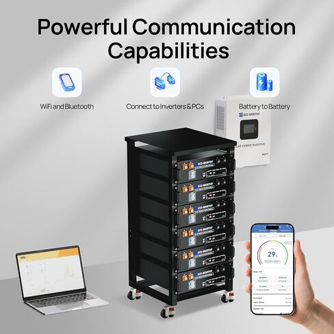 ECO-WORTHY 48V 400Ah LiFePO4 Lithium Battery (4 Pack 48V 100AH V3) with BMS, 20.48kWh Capacity, Server Rack Battery with Bluetooth, 6000 Deep Cycles, Ideal for Off-Grid, Solar (BUY Batteries Get Rack) in Saudi Arabia