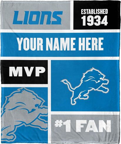 Northwest NFL Detroit Lions Personalized Silk Touch Thow Blanket ، 50 "× 60" ، حاجز ملون in Saudi Arabia