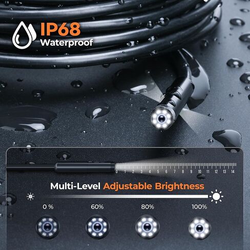 [Triple Lens] كاميرا منظار المنظار مع الضوء ، 32.8 قدم Borescope مع بطاقة 32 جيجابايت - 4.5 "و IP68 كاميرا فحص الصرف الصحي مع شاشة مقسمة 1080 بكسل للسباكة ، هدايا أعياد الميلاد للرجال ، أدوات للرجال in Kuwait