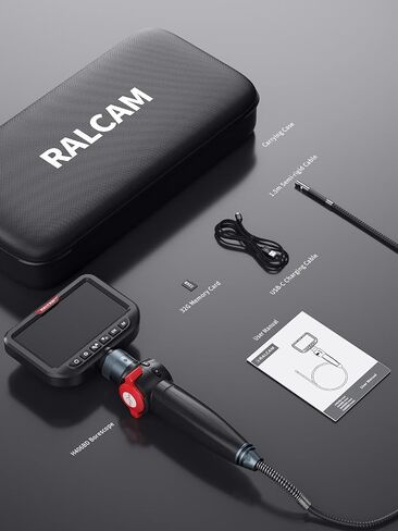 RALCAM Dual Lens Torticulating Borescope ، مسبار نحيف 6.5 مم ، كاميرا منظار 5 بوصات مع الضوء ، كابل شبه متشائم ، 5 أقدام ، كاميرا تفتيش مفصلية ثنائية الاتجاه لأنبوب جدار السيارات in Kuwait