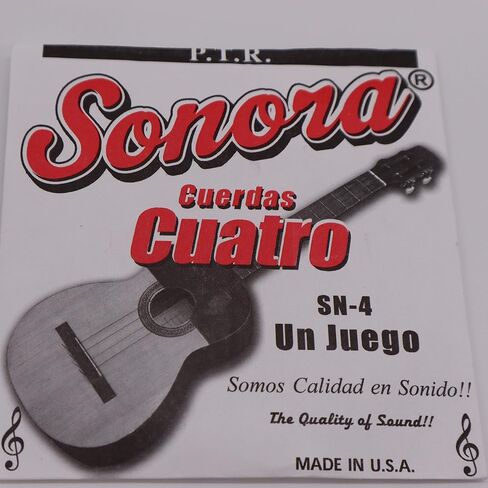 Sonora Strings SN4 Cuatro Strings Black Nylon - (Two Sets) - Cuerdas Cuatro - Made In USA in Saudi Arabia