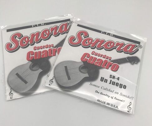 Sonora Strings SN4 Cuatro Strings Black Nylon - (Two Sets) - Cuerdas Cuatro - Made In USA in Saudi Arabia