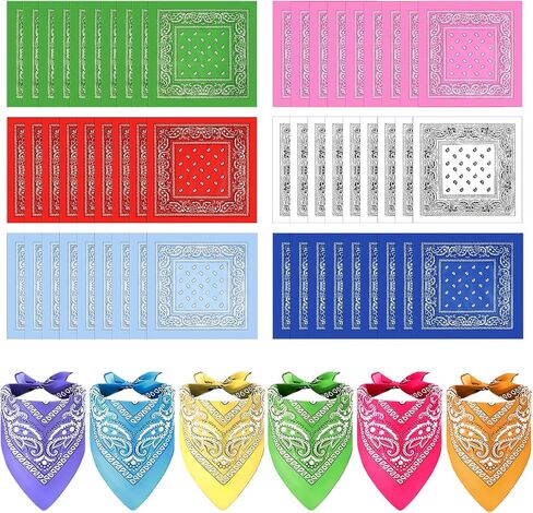 60 Pieces Cowboy Bandanas Bulk Paisley Novelty Headband Square Scarf Head Wrap Scarf Wristband for Race Parade Party Costume in Saudi Arabia
