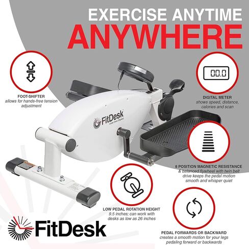 FITDESK تحت آلة تمرين الدراجة المكتبية ، تمرين دواسة مغناطيسية مضغوطة ، ميني بيضاوي الشكل ، مدرب أمراض القلب الهادئة للتدريبات على المكاتب المنزلية ، دراجة مقاومة قابلة للتعديل للياقة المكتبية in Kuwait