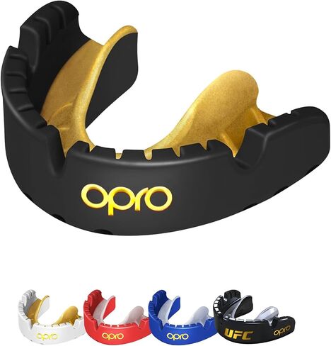 OPRO Gold Level Braces Mouth Guard, Moldable Mouthguard for Comfort & Fit for Boxing, Hockey, MMA, UFC, Football, Braces Protection, Youth & Adult Mouthguard with Case Included, Black in Saudi Arabia