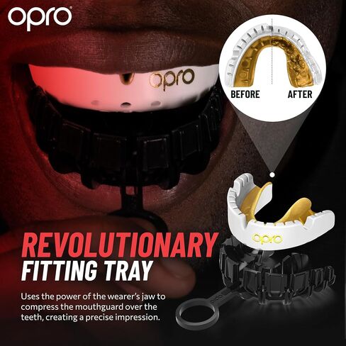 OPRO Gold Level Braces Mouth Guard, Moldable Mouthguard for Comfort & Fit for Boxing, Hockey, MMA, UFC, Football, Braces Protection, Youth & Adult Mouthguard with Case Included, Black in Saudi Arabia