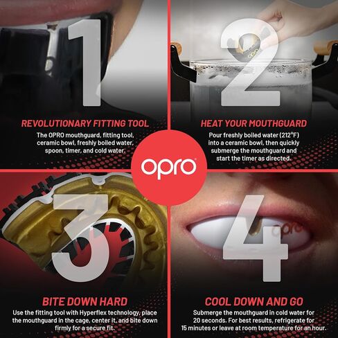 OPRO Gold Level Braces Mouth Guard, Moldable Mouthguard for Comfort & Fit for Boxing, Hockey, MMA, UFC, Football, Braces Protection, Youth & Adult Mouthguard with Case Included, Black in Saudi Arabia