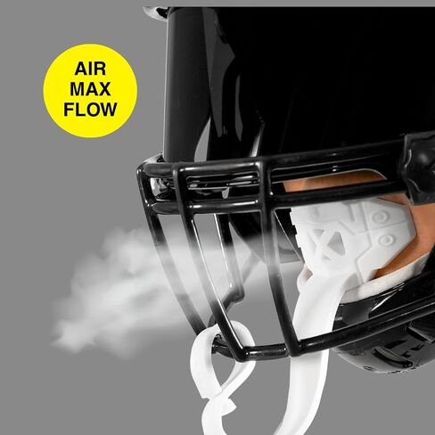 SLEEFS X White Football Mouth Guard - Lip/Mouthguard with Helmet Strap - Lip/Teeth Protector Mouthpiece - Moldable - for Youth/Adults, Men & Women Mouth Guard, Maximum Air Flow, Lacrosse, All Sports in Kuwait