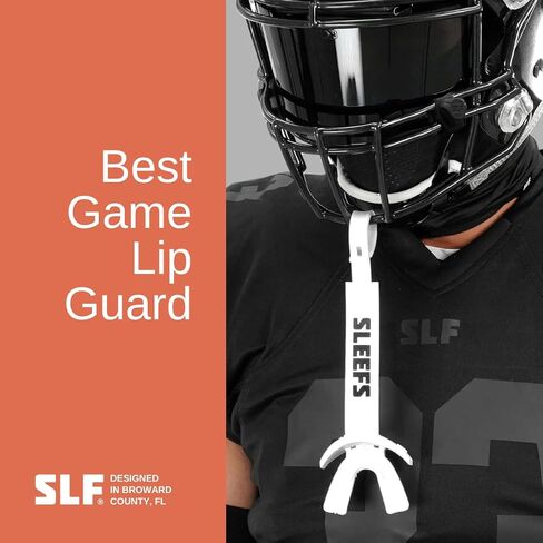 SLEEFS X White Football Mouth Guard - Lip/Mouthguard with Helmet Strap - Lip/Teeth Protector Mouthpiece - Moldable - for Youth/Adults, Men & Women Mouth Guard, Maximum Air Flow, Lacrosse, All Sports in Kuwait