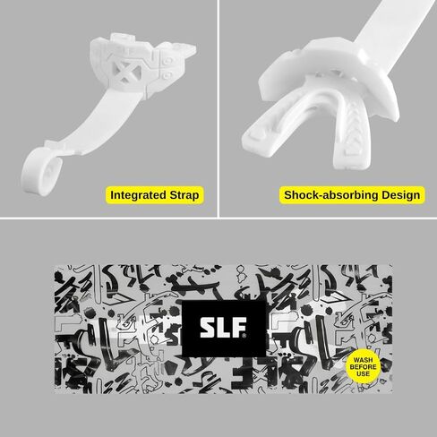 SLEEFS X White Football Mouth Guard - Lip/Mouthguard with Helmet Strap - Lip/Teeth Protector Mouthpiece - Moldable - for Youth/Adults, Men & Women Mouth Guard, Maximum Air Flow, Lacrosse, All Sports in Kuwait