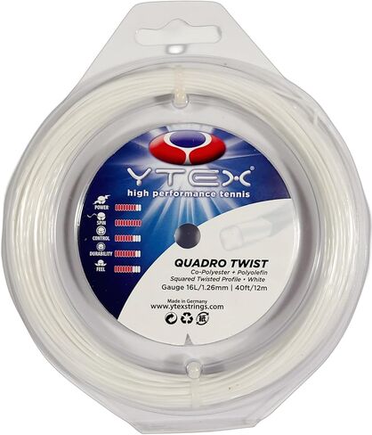 YTEX Quadro Twist White Tennis Racquet String - Set and Reel (16L) in Kuwait