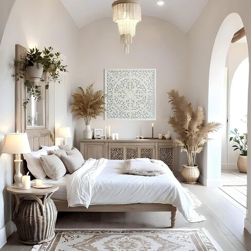 ديكور ماندالا الروحية الكبيرة [40x40 بوصة] جدار الخشب معلقة ديكور | فوق ديكور جدار السرير | غرفة المعيشة وديكور غرفة النوم | Zen Farmhouse Wall Art (Tropis (Brown Blue)) in Saudi Arabia