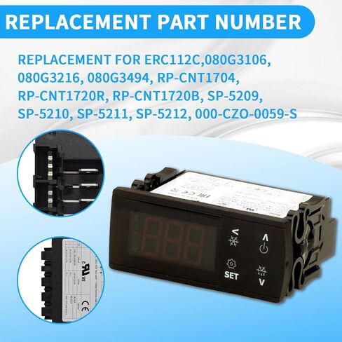مجموعة تحكم درجة الحرارة ERC112C متوافقة مع Air Beverage ، Delfield ، Randell ، Hoshizaki ، Danfoss Refrigeration Controller استبدال 080G3106 080G3494 SP-5209 SP-5210 in Saudi Arabia