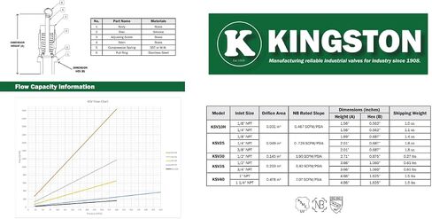 Kingston 1/8 "NPT النحاس النحاس صمام تخفيف الضغط الصناعي ، المصنوع في الولايات المتحدة الأمريكية (25 رطل / 31 SCFM) in Saudi Arabia