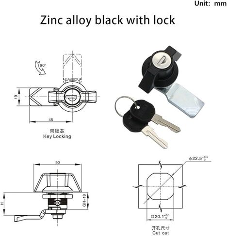 Zinc Alloy Cylindrical Tongue Lock Industrial Electrical Equipment Distribution Box Handle Cabinet Handle 1Pcs(Chrome no Lock) in Kuwait