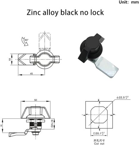 زنك سبيكة أسطواني قفل قفل الصناعي معدات توزيع المعدات الكهربائية مقبض مجلس الوزراء 1pcs (كروم لا قفل) in Kuwait