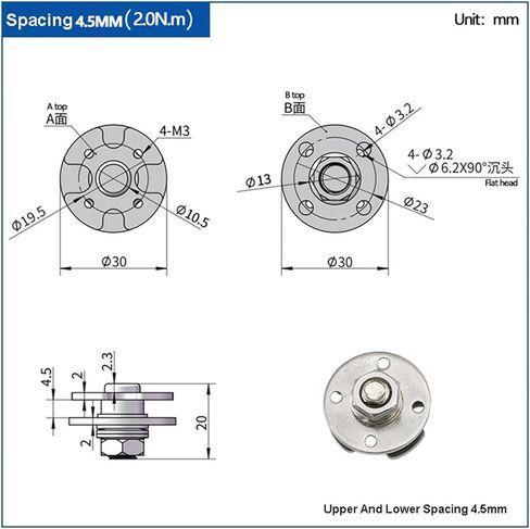 360 Degree Rotary Disc Damping Shaft Hinge Intelligent Robot Arm Joint Camera Adjustable Torque Hinge 1Pcs(4.5MM-1.0N.m) in Kuwait