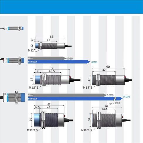 Analog Linear Displacement Proximity Sensor M12 M18 M30 0-10V Voltage or 4-20mA Current Output Inductive Switch(M18 5mm Dual Output) in Kuwait