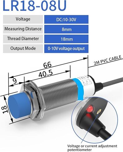Analog Linear Displacement Proximity Sensor M12 M18 M30 0-10V Voltage or 4-20mA Current Output Inductive Switch(M18 5mm Dual Output) in Kuwait