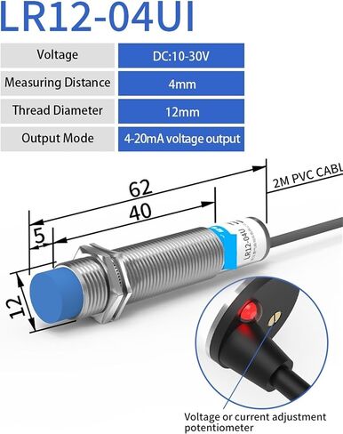 Analog Linear Displacement Proximity Sensor M12 M18 M30 0-10V Voltage or 4-20mA Current Output Inductive Switch(M18 5mm Dual Output) in Kuwait