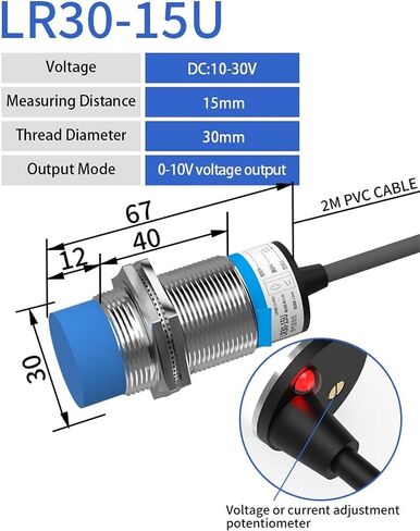 Analog Linear Displacement Proximity Sensor M12 M18 M30 0-10V Voltage or 4-20mA Current Output Inductive Switch(M18 5mm Dual Output) in Kuwait