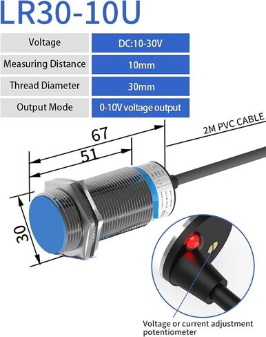 Analog Linear Displacement Proximity Sensor M12 M18 M30 0-10V Voltage or 4-20mA Current Output Inductive Switch(M18 5mm Dual Output) in Kuwait