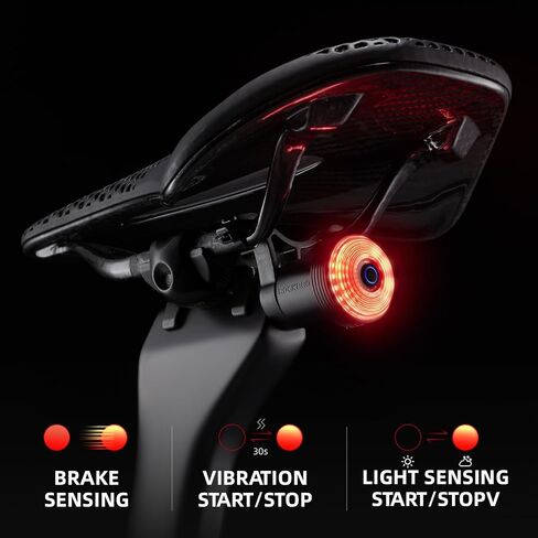 ROCKBROS Bike Tail Light Smart Brake Sensing Rear Bike Light,Auto On/Off, Waterproof,Type C USB Rechargeable，Black in Saudi Arabia