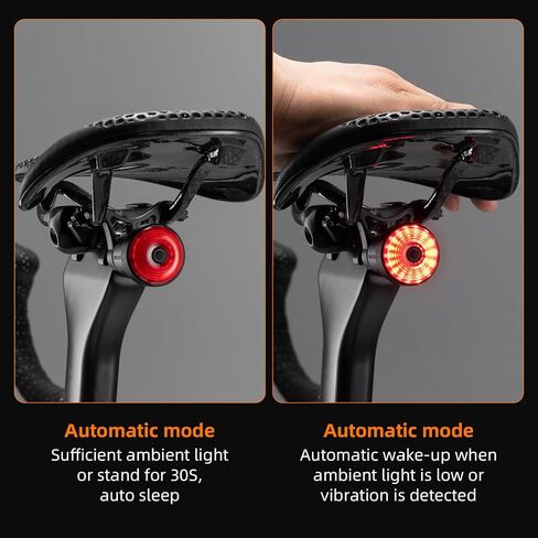 ROCKBROS Bike Tail Light Smart Brake Sensing Rear Bike Light,Auto On/Off, Waterproof,Type C USB Rechargeable，Black in Saudi Arabia