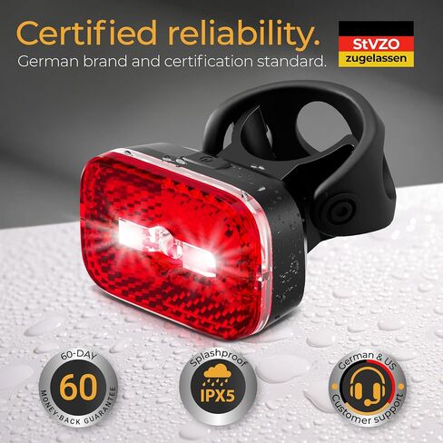 LICHTMEISTER® Bike Tail Light with Reflector and Intelligent Brake Light Function – Rear Bike Light LED – Bicycle Tail Light in Saudi Arabia