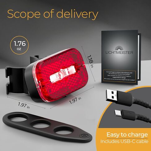 LICHTMEISTER® Bike Tail Light with Reflector and Intelligent Brake Light Function – Rear Bike Light LED – Bicycle Tail Light in Saudi Arabia