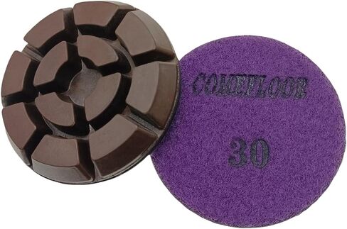 Diamond Floor Polishing Pads, 3 Inch Resin Bond Hook and Loop Polishing Pucks for Concrete, Terrazzo, Marble, Granite, Grit 30, 3PCS in Kuwait