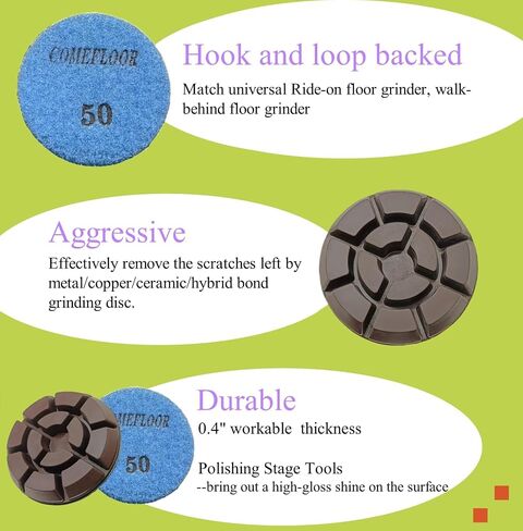 Diamond Floor Polishing Pads, 3 Inch Resin Bond Hook and Loop Polishing Pucks for Concrete, Terrazzo, Marble, Granite, Grit 30, 3PCS in Kuwait