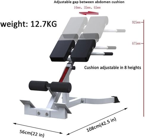 Roman Chair Extension Beh ، Hight Adjustment Gym Bra for Home Gym ، White ، 108x56x170.7-92.5cm in Saudi Arabia