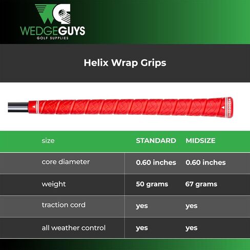 Wedge Guys Helix Wrap Grips Bundle – Supreme Control w/ Increased Texture - All-Weather Performance Golf Club Grips Replacement for Regripping Wedges Drivers Irons Woods Hybrids, Midsize or Standard in Kuwait