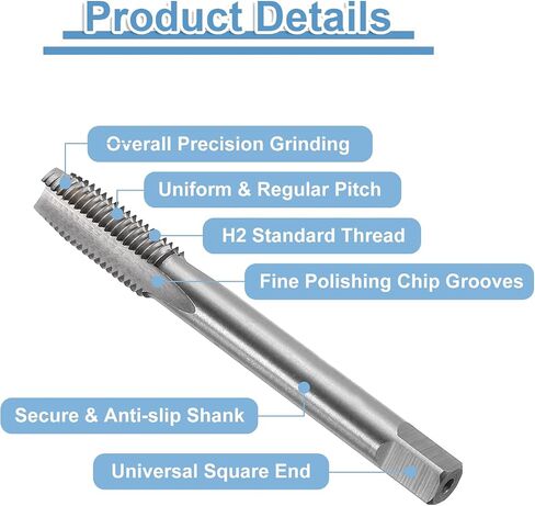 uxcell 2pcs Straight Flute Thread Tap, M10 x 1.25 Left Hand Metric Screw Threading Tapping Tool Thread Milling Machine Taps, High-Speed Steel 6542 (HSS 6542) in Saudi Arabia