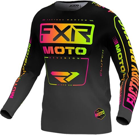 FXR Youth Clutch MX Jersey خفيفة الوزن تنفس إسقاط ذيل أسود/شيربرت in Saudi Arabia