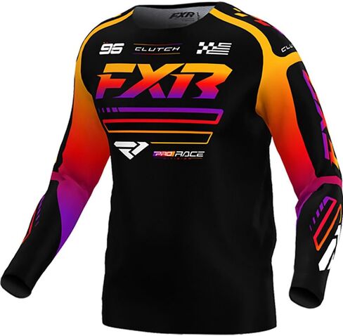 FXR Kids Clutch MX Jersey Soft Moisture-Wicking Drop Tail Design Black/Blue/Pink - Small in Saudi Arabia