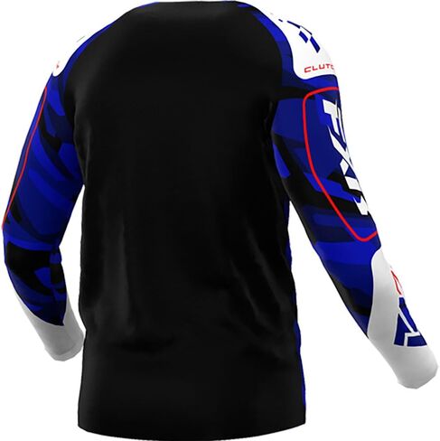 FXR Youth Clutch MX Jersey Soft Moisture-Wicking Drop Tail Hem Blue Camo/Red - Medium in Saudi Arabia