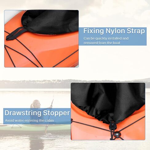 Nylon Kayak Spray Skirt Adjustable Waterproof Cover with Elastic Straps for Secure Fit Cockpit Size 90 to 95cm x 50 to 55cm Lightweight 148g (Black) in Kuwait