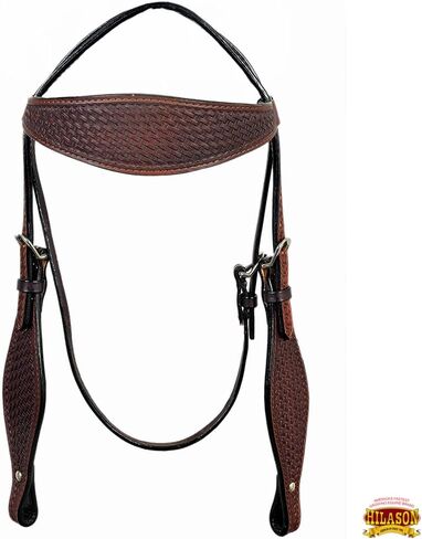 HILASON Western Horse Headstall Breast Collar Set Genuine American Leather Basket Weave Dark Brown | for Horses in Kuwait