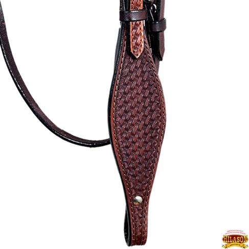 HILASON Western Horse Headstall Breast Collar Set Genuine American Leather Basket Weave Dark Brown | for Horses in Kuwait