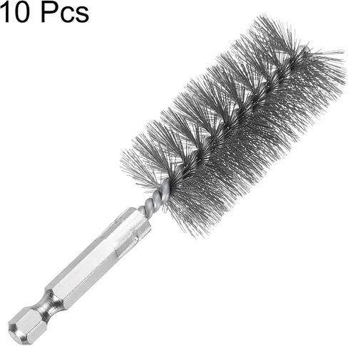 HARFINGTON 5Pcs 304 Stainless Steel Bore Brush 10mm Dia 4" Long Cleaning Twisted Wire Brush with Handle 1/4" Hex Shank for Tubes, Ports, Bearings in Saudi Arabia